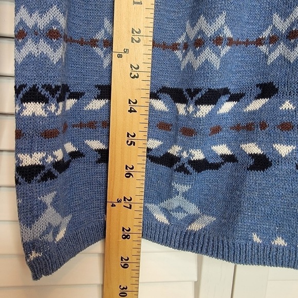 LE 31 X SIMONS Henley Sweater Men's Sz Small Blue Aztec Knit Grunge Soft Cotton - Picture 12 of 13